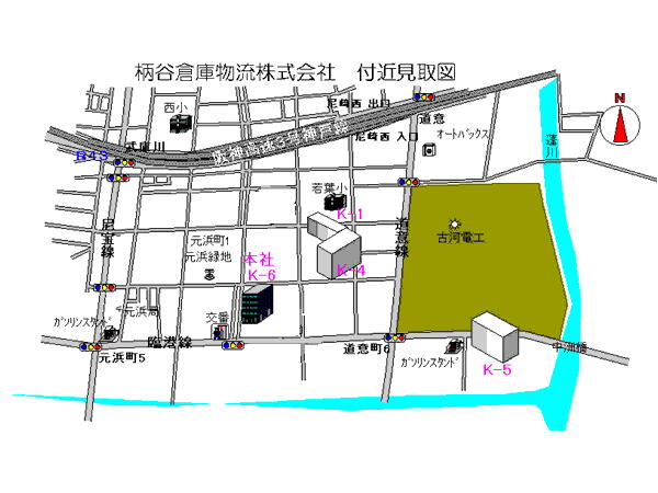 柄谷倉庫物流 付近見取図